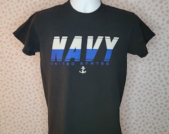 US Navy T-Shirt with Back Print, Star Wars Style, Men's Size Small, From Our Vintage Recycle Wear Collection