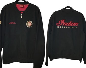 Indian Motorcycle Embroidered Jacket, Embroidered on Front, Back & on Sleeves, Men's Size XL, Black, Full Zip, High Quality