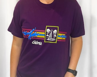California 90's Beach Tee, Men's Size XL, Purple, High Quality, From Our Vintage Recycle Wear Collection