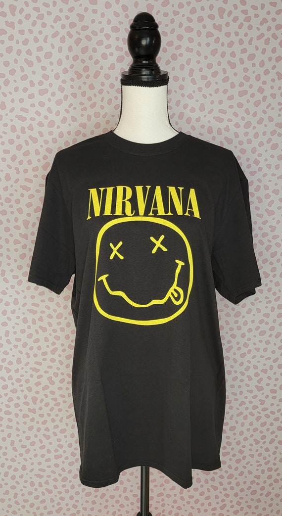 Nirvana Happy Face Band Tee with Back Print, Men's
