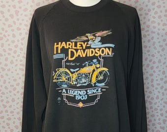 Vintage 1980's Harley Davidson Sweatshirt, Williams Cycle, Back Print, Men's Size