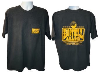 Vintage Boot Hill Saloon T-Shirt, 1979, Daytona Beach FL, Front Left Pocket, Back Print, Men's Size 2X