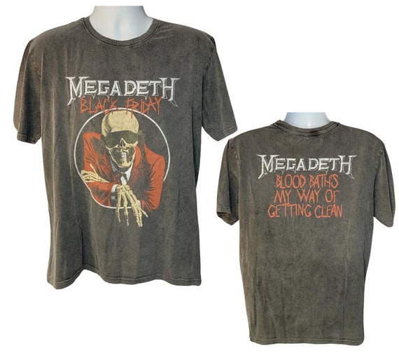 Megadeth Black Friday Band Tee with Back Print, Stone Wash Men's Size High Quality Tee by Rock Off
