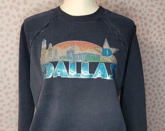 Vintage Dallas Sweatshirt, Faded Blue, Men's Size Medium, Dallas, Texas Sweatshirt