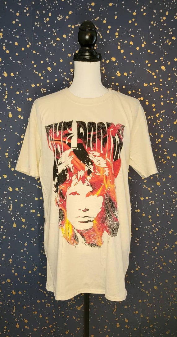 The Doors Jim Morrison Face Fire Vintage Style Band T… - Gem