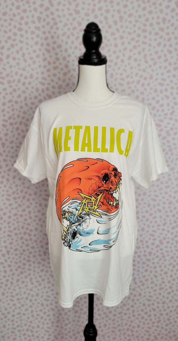 Metallica Fire and Ice White Vintage Style Concer… - image 1