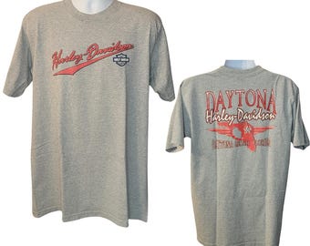 Vintage 1997 Harley Davidson Daytona Beach, Florida, Back Print, Gray Tee, Men's Size XL