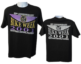 2001 Bike Week Daytona Beach Florida, Vintage T-Shirt, Back Print, 60th Anniversary, Men's Size Medium