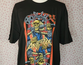 Anthrax Evil King Vintage Style Concert Tee, Men's Size Gildan Softstyle Black T-shirt by Rock Off
