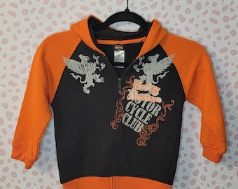 Harley Davidson Full Zip Hoodie, Toddler Size 4T, Black & Orange