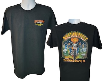 2001 Biketoberfest Daytona Beach Florida, Back Print, Men's Size Medium, Vintage Harley Davidson Bike Week T-Shirt