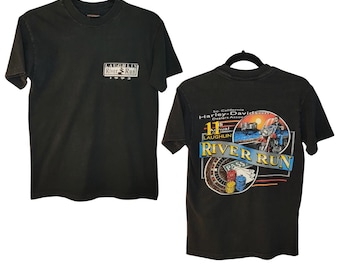 Vintage 1993 Harley Davidson So. California Laughlin River Run, Back Print, Black Tee, Men's Size Small