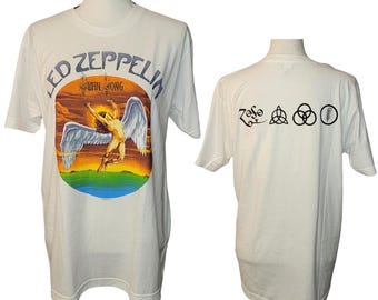 Led Zeppelin Icarus Swan Song Sunset Vintage Style Concert Tee, Back Print, Men's Size