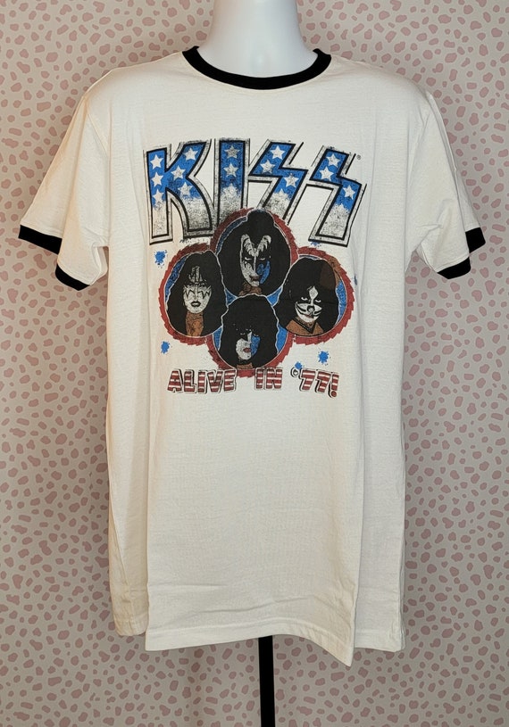 Kiss Band 1977 World Tour Vintage Style Shirt T-Shirt Black Rock Music  Men's NEW