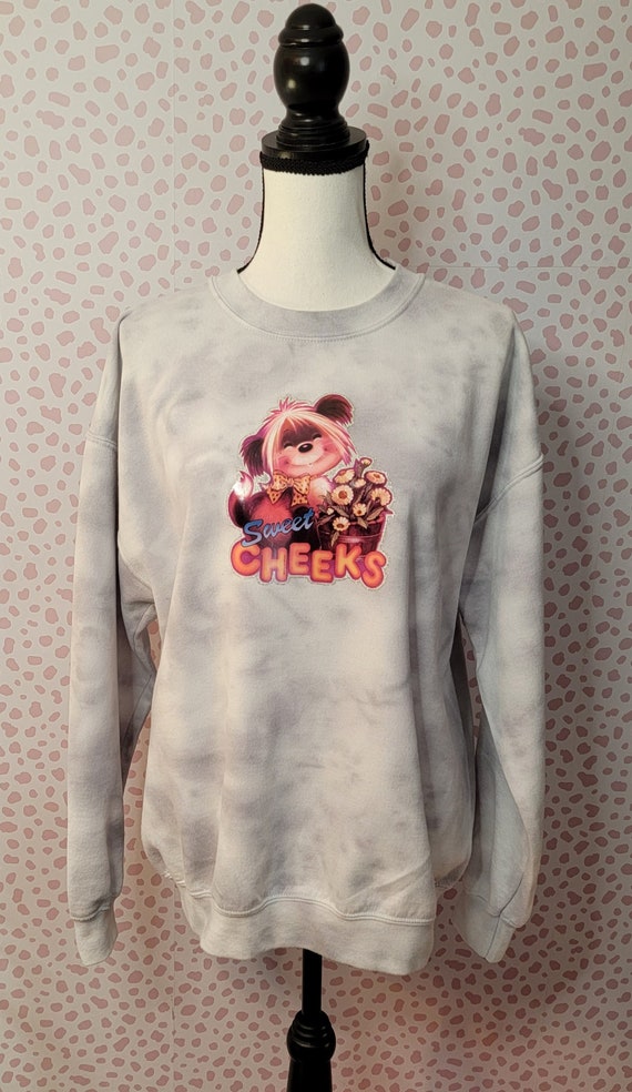 Vintage Sweet Cheeks Dog Sweatshirt, Glitter Pupp… - image 1
