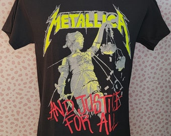 Metallica Justice For All Black Band Tee, Vintage Style, Back Print, Men's Size