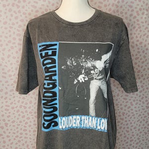 Soundgarden Louder Than Love Vintage Style Band Tee, Black Stonewash Men&#39;s Size Tee, High Quality Concert Tee by Rock Off