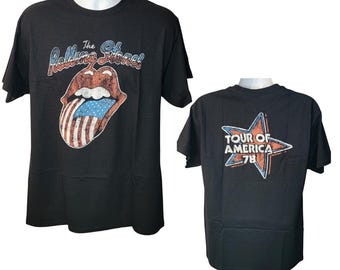 The Rolling Stones Tour of America Vintage Style Band Tee, High Quality Men's Size Black T-Shirt