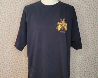 Hard Rock Cafe Rome Save the Planet, Navy Blue Men's Size Large, From Our Vintage Recycle Wear Collection