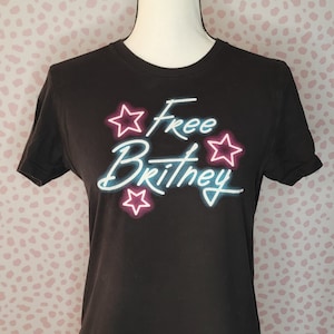 Free Britney Neon Sign Fitted Tee, Britney Spears, Women&#39;s Size Medium, From Our Vintage Recycle Wear Collection