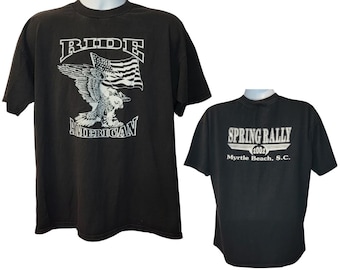 Ride American Spring Rally 2002 Myrtle Beach SC, Men's Size Large, Vintage Biker Tee