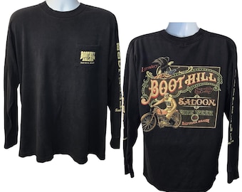 1999 Boot Hill Saloon Bike Week Long Sleeve T-Shirt, Daytona Beach, Print on Back & along both Sleeves, Men's Size XL