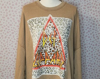 Def Leppard Upcycled Oversize Sweatshirt, Women's Size XL