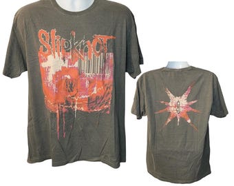 Slipknot Barcode Concert Tee with Back Print, Stonewash Black, Album Splatter Design, High Quality by Rock Off