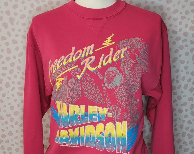 Featured listing image: Vintage Harley Davidson Sweatshirt, Freedom Rider, Daytona Beach Florida, Back Print, Women's Size Medium