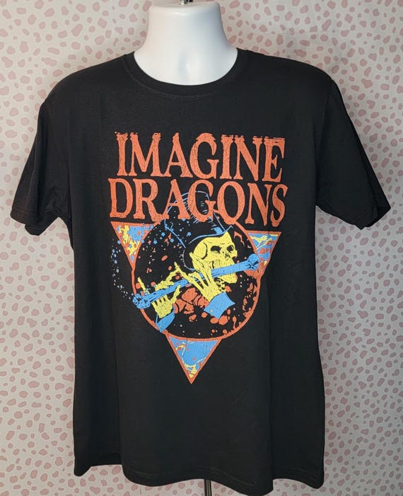 Imagine Dragons Skeleton Flute Band Tee, Black Men's Size