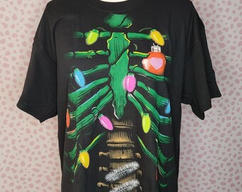 Christmas Cavity Black Tee, Men's Size, Christmas Shirt, Decorated Skeleton