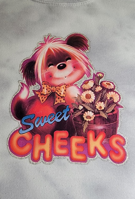 Vintage Sweet Cheeks Dog Sweatshirt, Glitter Pupp… - image 6