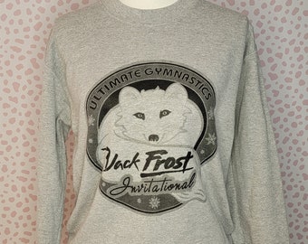 Vintage Sweatshirt, Ultimate Gymnastic, Fox, Black Frost, Gildan Heavy Blend Light Gray Sweatshirt, From Our Vintage Recycle Wear Collection