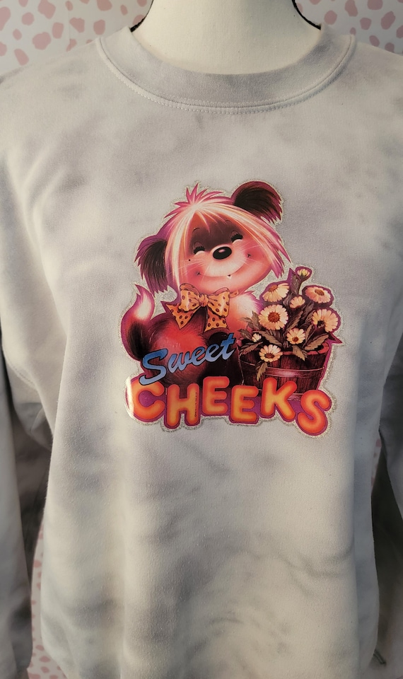 Vintage Sweet Cheeks Dog Sweatshirt, Glitter Pupp… - image 4