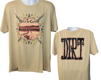 Alice In Chains Dirt Sun Band Tee, Back Print, Sand Colored Men's Size Tee by Rock Off