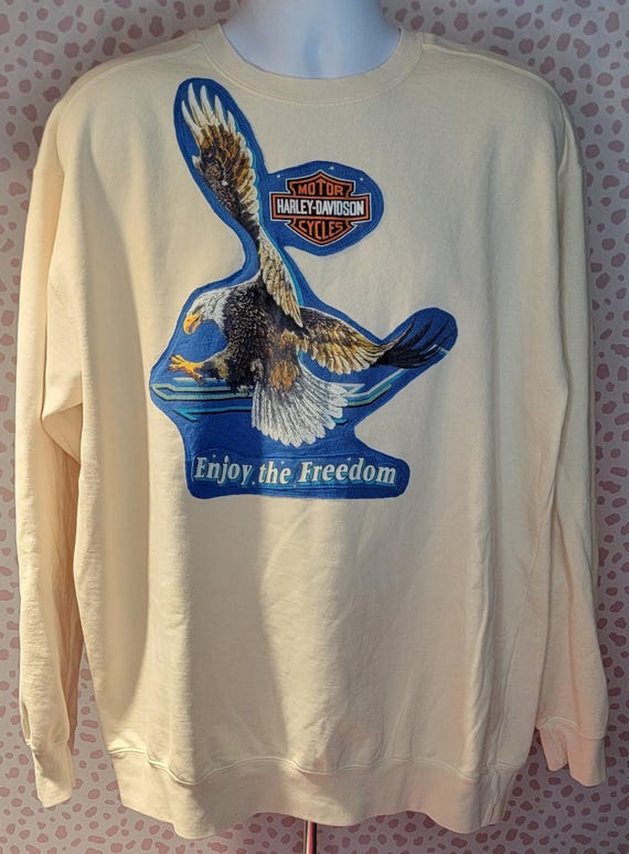 Harley Davidson Sweatshirt Enjoy the Freedom Men s Size XL Comfort Colors Sweatshirt Upcycle Sweatshirt Etsy