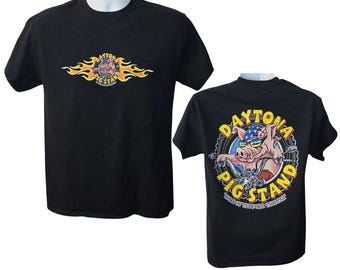 Daytona Pig Stand, Home of the Pork Chopper, Men's Size Medium, Back Print, Vintage Biker Tee