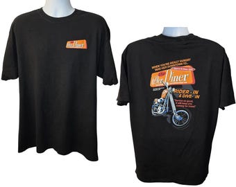 The 69er Diner Vintage T-Shirt, Rider-In & Dive-In, Motorcycle Tee, Back Print, Men's Size XL