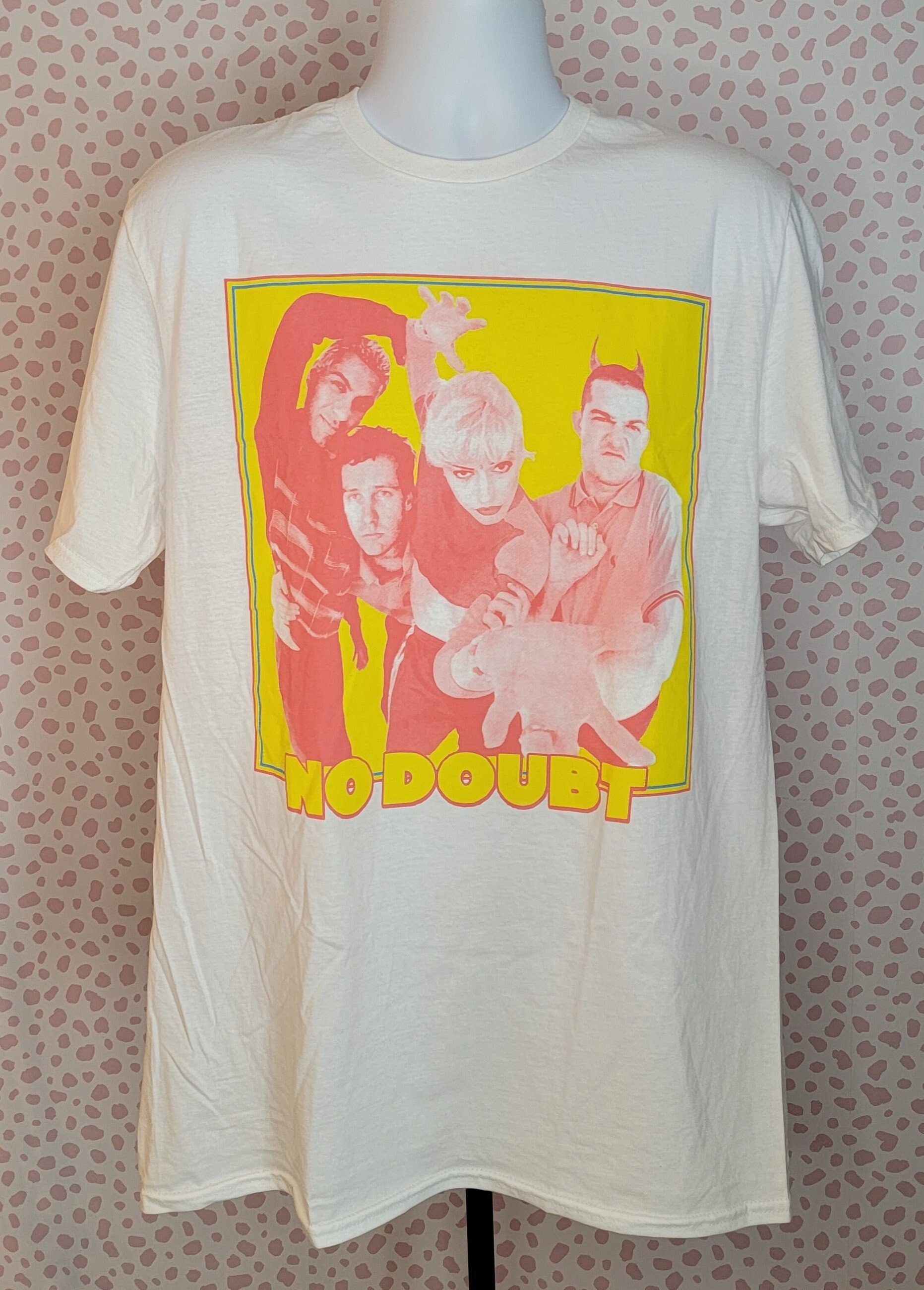 No Doubt Vintage Style Band Tee, Yellow Photo, White Men's No Doubt Vintage Style Band Tee, Yellow Photo, White Men's