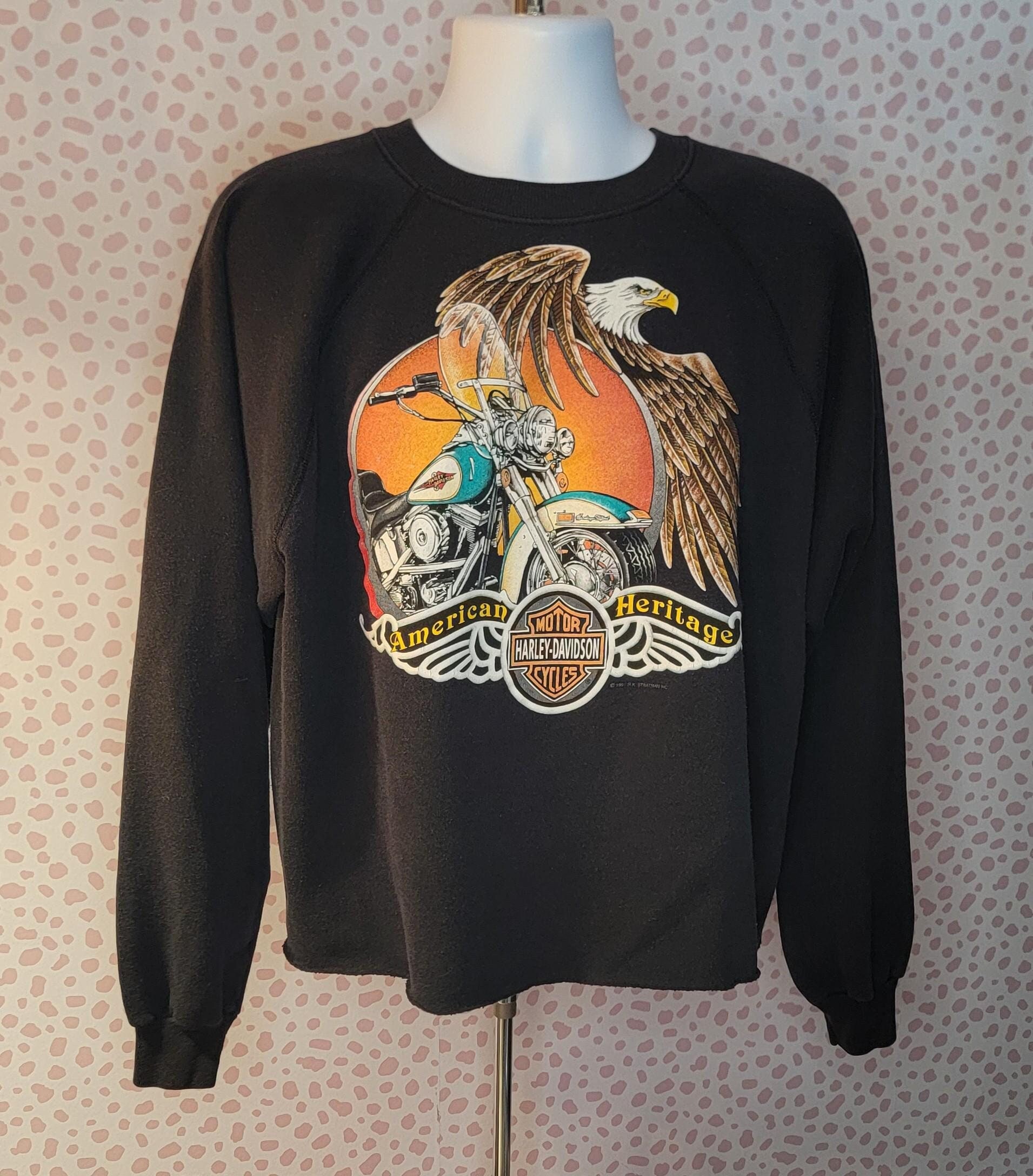 1991 Vintage Harley Davidson Sweatshirt, Racine, Wisconsin R&B HD, Black Sweatshirt, Men's Size 2X R.K. Stratman American Heritage 1991 Vintage Harley Davidson Sweatshirt, Racine, Wisconsin R&B HD, Black Sweatshirt, Men's Size 2X R.K. Stratman American Heritage