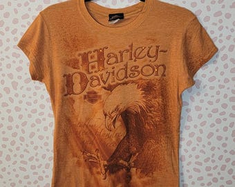 Harley Davidson Women's Fitted Tee, Rhinestone Embellishment on front, Women's Size Large, HD of Napoleon Ohio