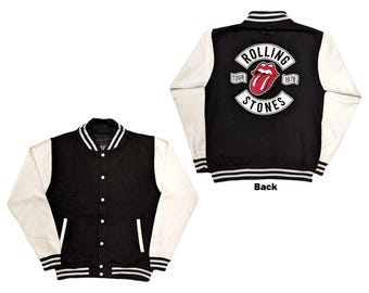 The Rolling Stones Tour '78 Varsity Jacket, Graphics on Back, Men's Size 2X, Black & White Varsity Jacket, by Rock Off