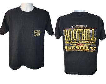 1997 Bike Week, Boothill Saloon, Daytona Beach FL, Front Pocket, Back Print, Single Stitch, Men's Size Large