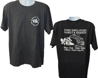 Y2K Motorcycle Fun Run Ford Employees Family & Friend, Atlanta, Men's Size Large, Back Print, Vintage T-Shirt