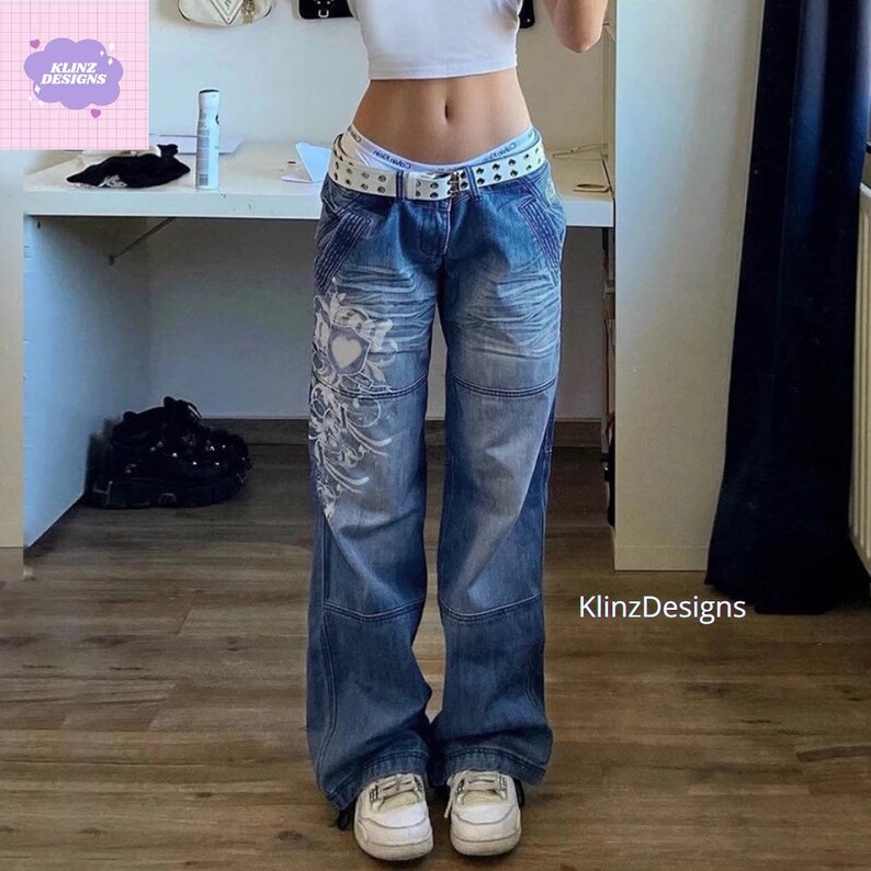 Y2k aesthetic baggy jeans women’s - see size chart - recommend taking sizes up (Chinese) 