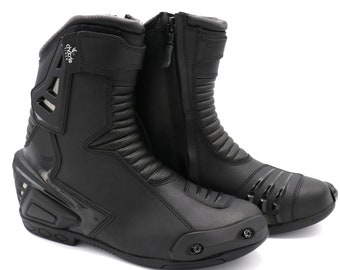 ChoCho Track Echtes Leder High Tech Herren Kurze Motorrad Motorrad Racing Sport Schuhe Stiefel