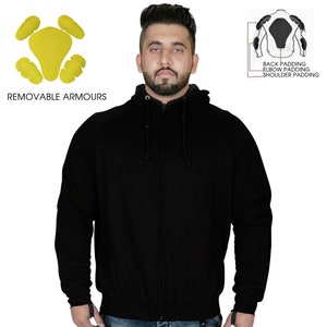 Motorcycle CE Armored Motorbike Hoodie Protective Fleece Zip up Jacket Lined