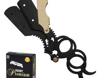Ring Razor Stylish Straight Single Blade Barber Shaving Men&#39;s Cut Throat Knife Salon and Home Usage