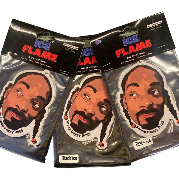 3 x Snoop Doggy Dogg Car Air Freshener - Black Ice scent - Iceflame Air Freshener