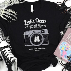 Lydia Deetz Strange & Unusual Photography T-Shirt - Vintage Gothic Horror Inspired Shirt - Perfect for Beetlejuice Fans, Halloween Lovers